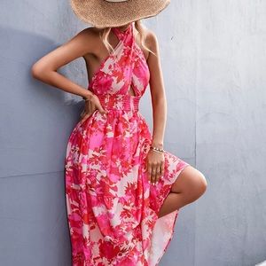 Printed Halter maxi floral dress - New, all sizes